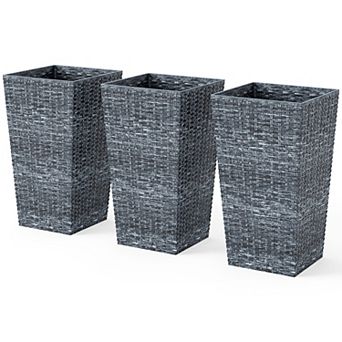 Outsunny Set of 3 Tall Planters, Indoor and Outdoor Flower Pot Set