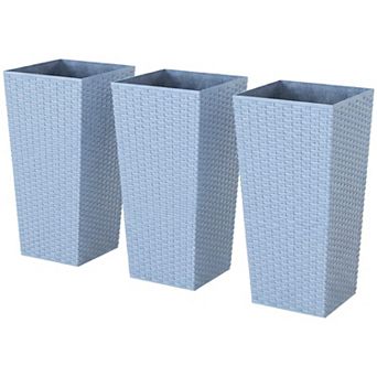 Outsunny Set of 3 Tall Planters, Indoor and Outdoor Flower Pot Set,