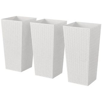 Outsunny Set of 3 Tall Planters, Indoor and Outdoor Flower Pot Set,
