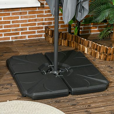 Outsunny 4 Pieces Patio Umbrella Base w/ U-Locking