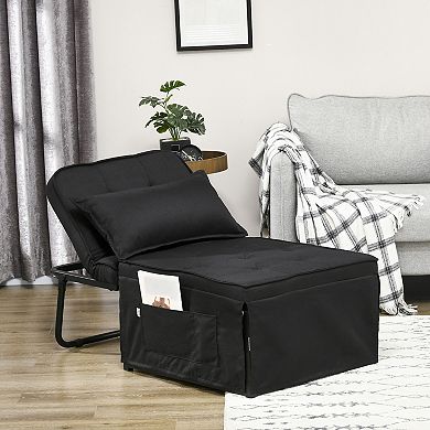 Ottoman Sofa Bed Button Tufted Folding Sleeper Chair Bed With Side Pocket