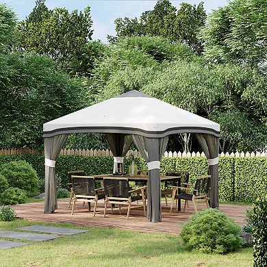 Outsunny 10' X 10' Pop Up Canopy Foldable Party Tent With Nettings, Gray
