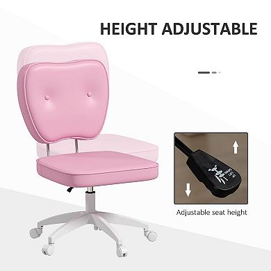 Vinsetto Pu Leather Office Chair For Home Vanity, Armless, Pink