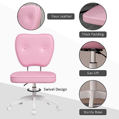 Vinsetto Pu Leather Office Chair For Home Vanity, Armless, Pink