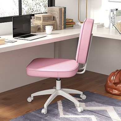 Vinsetto Pu Leather Office Chair For Home Vanity, Armless, Pink