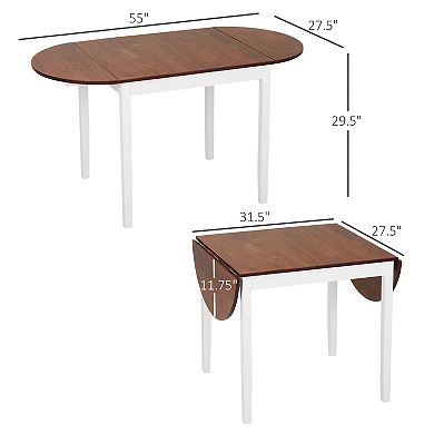 Homcom 55" Wood Kitchen Table, Drop Leaf Tables For Small Spaces
