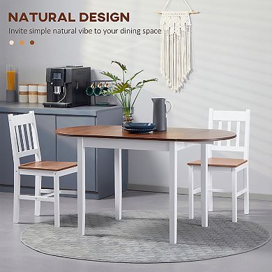 Homcom 55" Wood Kitchen Table, Drop Leaf Tables For Small Spaces