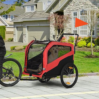 Aosom 2-in-1 Dog Bike Trailer Pet Stroller Carrier For Large Dogs