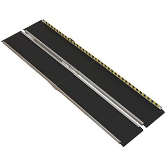 Homcom Wheelchair Ramp 8ft Folding Aluminum Ramp With Non-slip Surface