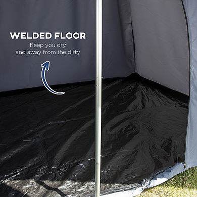 Outsunny 2-3 Person Teepee Tent, Easy Setup Camping Tent W/ Porch, Blue