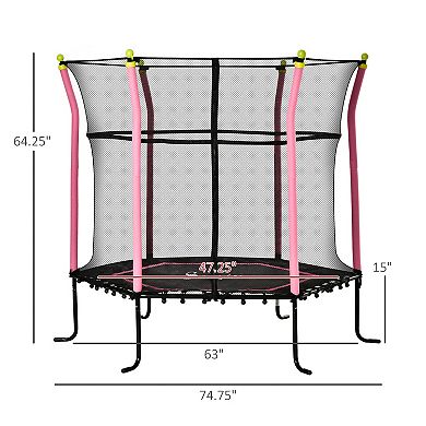 Trampoline For Kids With Net For Indoor/outdoor Use, Pink