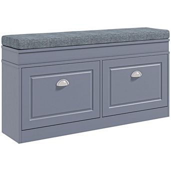 Homcom Shoe Rack Bench For Entryway With Cushion, 2 Drawers, Holds 8 Pairs