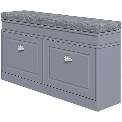 Homcom Shoe Rack Bench For Entryway With Cushion, 2 Drawers, Holds 8 Pairs