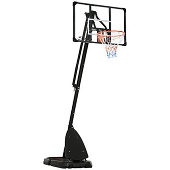 Soozier Portable Basketball Hoop With Wheels, 7.7-9.6ft Height-adjustable