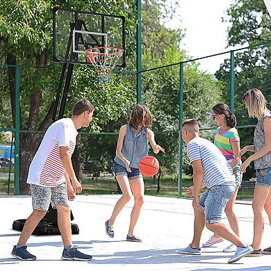 Soozier Portable Basketball Hoop With Wheels, 7.7-9.6ft Height-adjustable