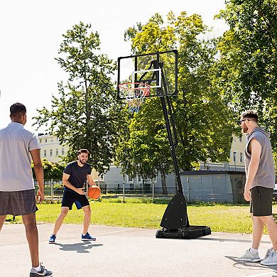 Soozier Portable Basketball Hoop With Wheels, 7.7-9.6ft Height-adjustable