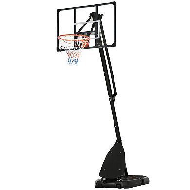 Soozier Portable Basketball Hoop With Wheels, 7.7-9.6ft Height-adjustable