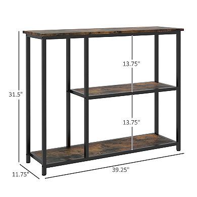 Homcom 39" Console Table, Sofa Table With 2 Storage Shelves, Steel Frame