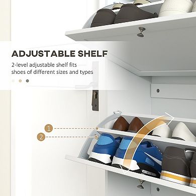 Homcom Modern Shoe Cabinet With 3 Flip Drawers For 18 Pairs Of Shoes White