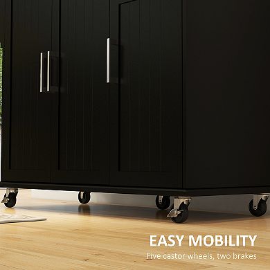 HOMCOM Kitchen Island on Wheels, Kitchen Cart with Wheels,