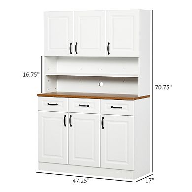 Homcom 71" Kitchen Pantry, Farmhouse Storage Cabinet With Drawers, Doors