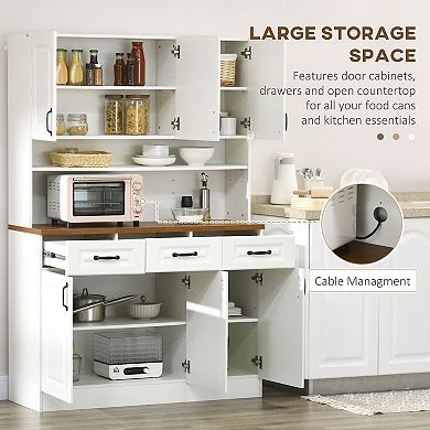 Homcom 71" Kitchen Pantry, Farmhouse Storage Cabinet With Drawers, Doors