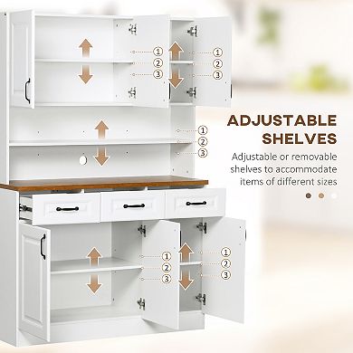 Homcom 71" Kitchen Pantry, Farmhouse Storage Cabinet With Drawers, Doors