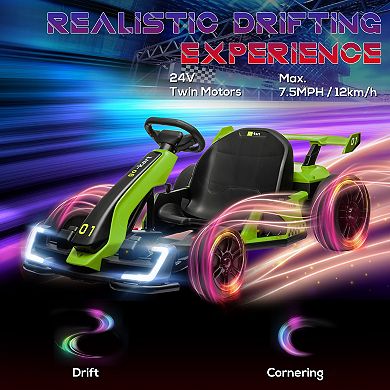 Aosom 24V 7.5 MPH Electric Go Kart with Adjustable Seat, Slow Start