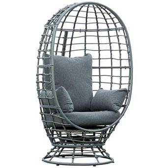 Outsunny Outdoor Wicker Egg Chair with Cushions and Swivel Seat