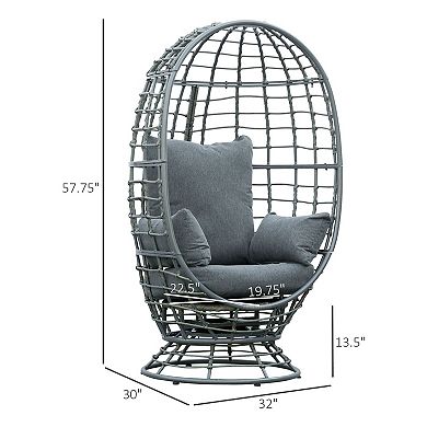 Round Pe Rattan Teardrop Lounge Chair W/ Cushion & Weathered Design