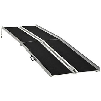 Folding Aluminum Wheelchair Ramp Portable Mobility Scooter Carrier, 10 ft. long