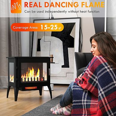 Homcom 24" Electric Fireplace Stove With Realistic Flame, 1000w/1500w