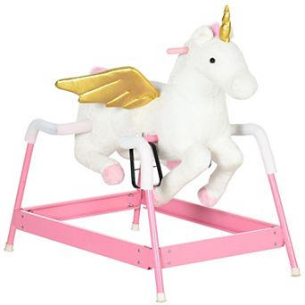 Qaba Kids Spring Rocking Horse for Kids, Unicorn