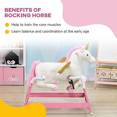 Qaba Kids Spring Rocking Horse for Kids, Unicorn