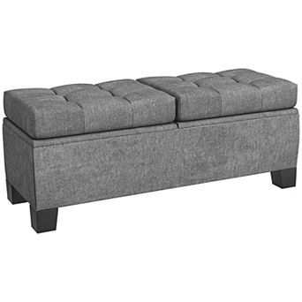 Homcom Storage End Of Bed Bench, Upholstered Bench With Steel Frame, Gray