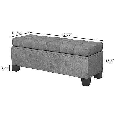 Homcom Storage End Of Bed Bench, Upholstered Bench With Steel Frame, Gray