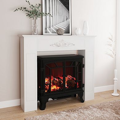 Homcom Freestanding Wood Mantel Surround For Electric Fireplace Stove