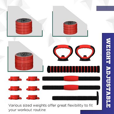 Soozier 44LBS Dumbbells Set Used as Barbell, Kettlebell, Push up Stand