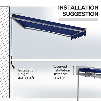 Outsunny 13ft x 10' Electric Retractable Awning with LED Lights