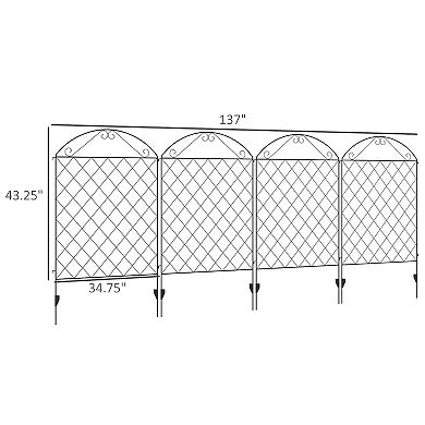 Outsunny Garden Fencing 11.5' Rustproof Metal Border Edging, 4 Pack, Black
