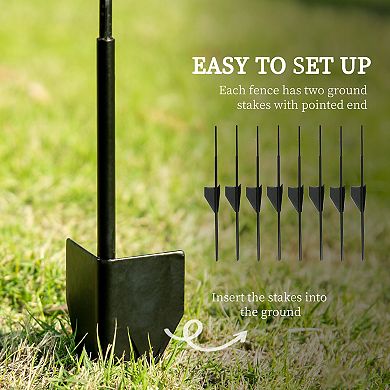 Outsunny Garden Fencing 11.5' Rustproof Metal Border Edging, 4 Pack, Black