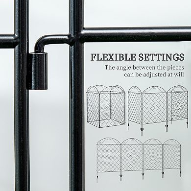 Outsunny Garden Fencing 11.5' Rustproof Metal Border Edging, 4 Pack, Black
