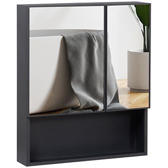 Kleankin Wall-mounted Medicine Cabinet With Mirror, Bathroom Cabinet Black