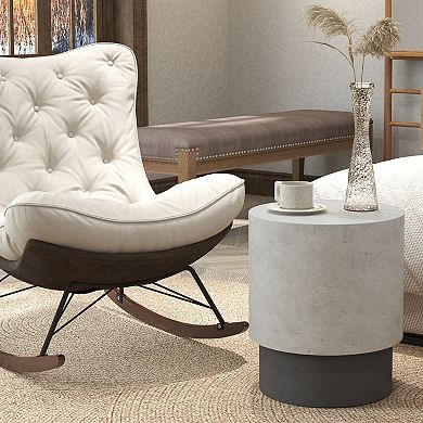 Homcom Concrete Finish Accent Table, Round Side Table