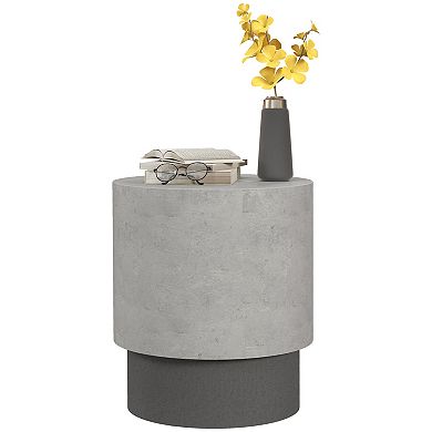Homcom Concrete Finish Accent Table, Round Side Table