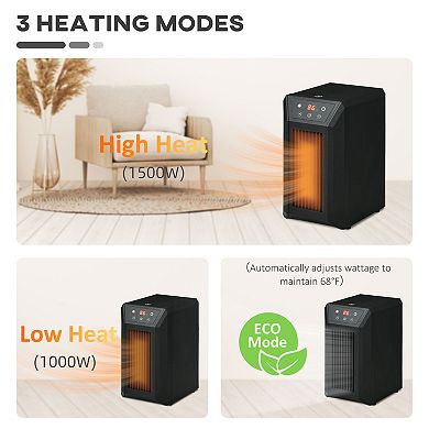 Homcom Space Heater For Indoor With Thermostat 3 Modes Remote Timer 1500w
