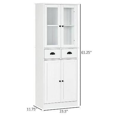 Kitchen Pantry, 4-tier Storage Cabinet With Soft Close Doors, Adjustable Shelves