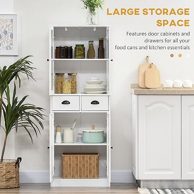 Kitchen Pantry, 4-tier Storage Cabinet With Soft Close Doors, Adjustable Shelves