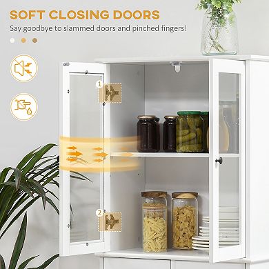 Kitchen Pantry, 4-tier Storage Cabinet With Soft Close Doors, Adjustable Shelves