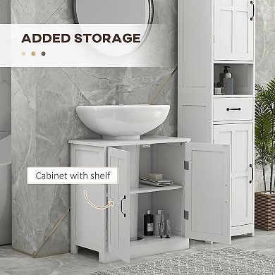 Bathroom Sink Cabinet, Pedestal Sink Cabinet With Adjustable Shelf, White
